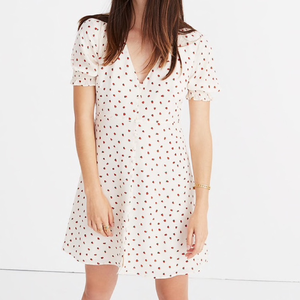 Madewell Silk Fresh Strawberries Dress size 8